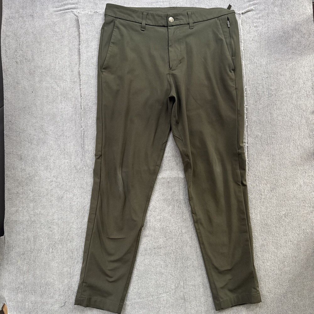 Lululemon Pants Mens 32x27 Dark Olive Green Commission Pant Slim Warpstreme